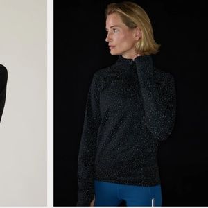 NWT Athleta Whistler Half Zip Black Top  Cosmos Reflective Black  Small S